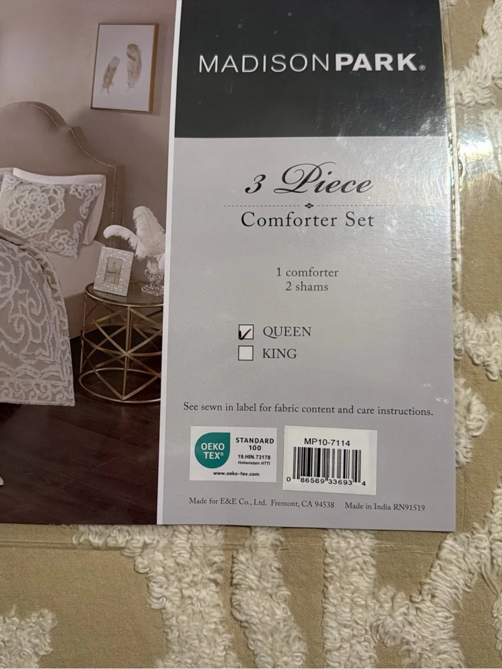 Discontinued Madison Park Tan and Cream Medallion Scroll Tufted Comforter Set